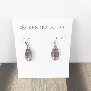 Kendra Scott Lee dichroic glass silver earrings